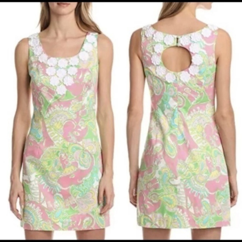 Lilly Pulitzer Nina Shift Dress Chin Chin Print Size 10 - Picture 1 of 7